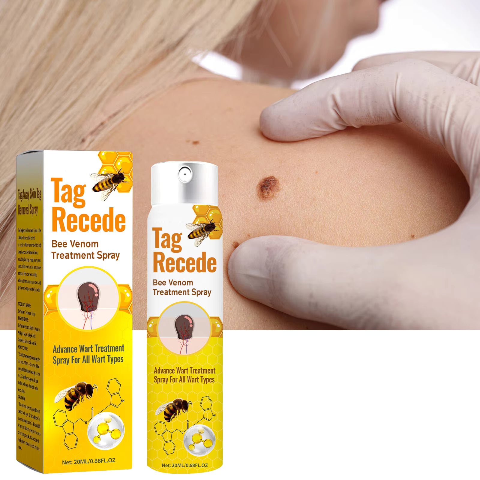 Tag Recede Bee Venom Repair Spray – Advanced Skin Repair & Tag Care Formula – Fast Absorbing Spray