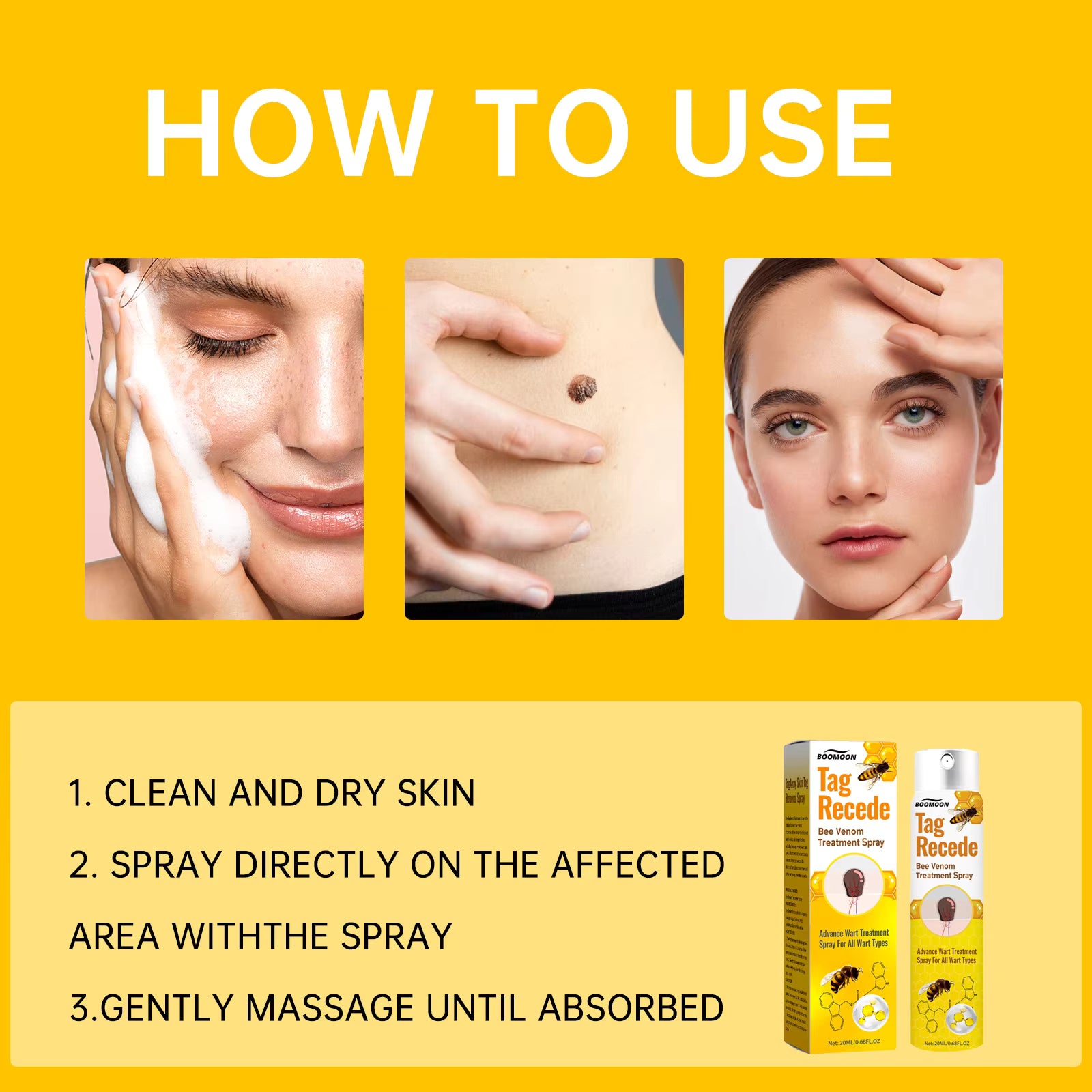 Tag Recede Bee Venom Repair Spray – Advanced Skin Repair & Tag Care Formula – Fast Absorbing Spray