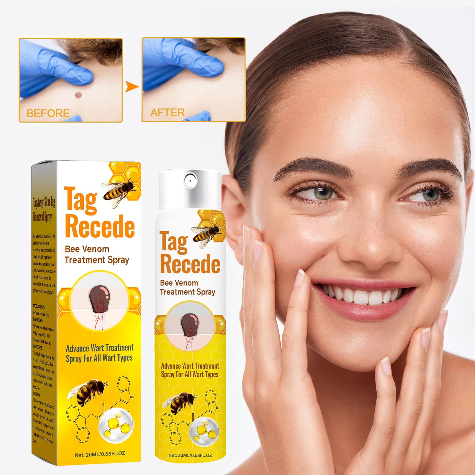 Tag Recede Bee Venom Repair Spray – Advanced Skin Repair & Tag Care Formula – Fast Absorbing Spray