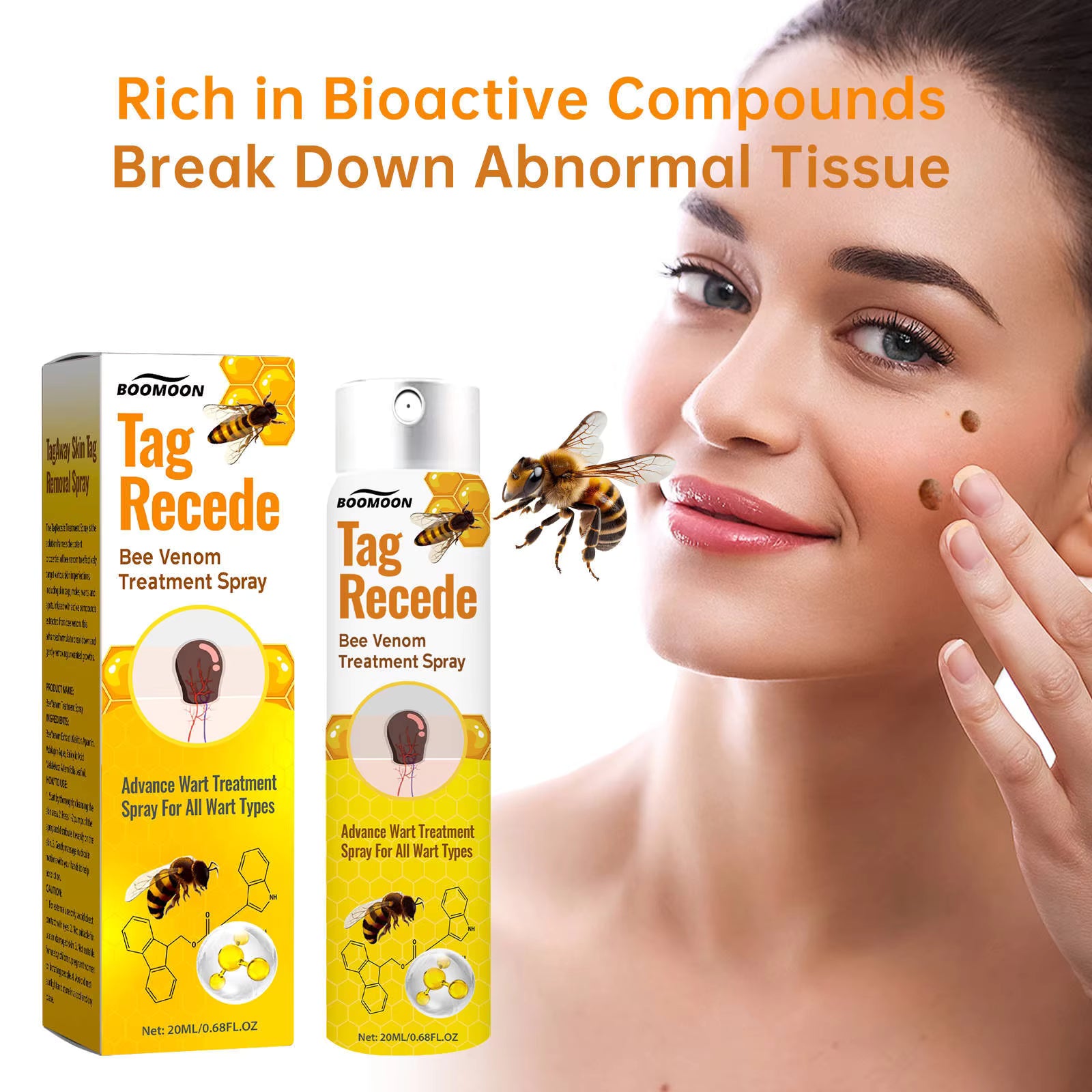 Tag Recede Bee Venom Repair Spray – Advanced Skin Repair & Tag Care Formula – Fast Absorbing Spray