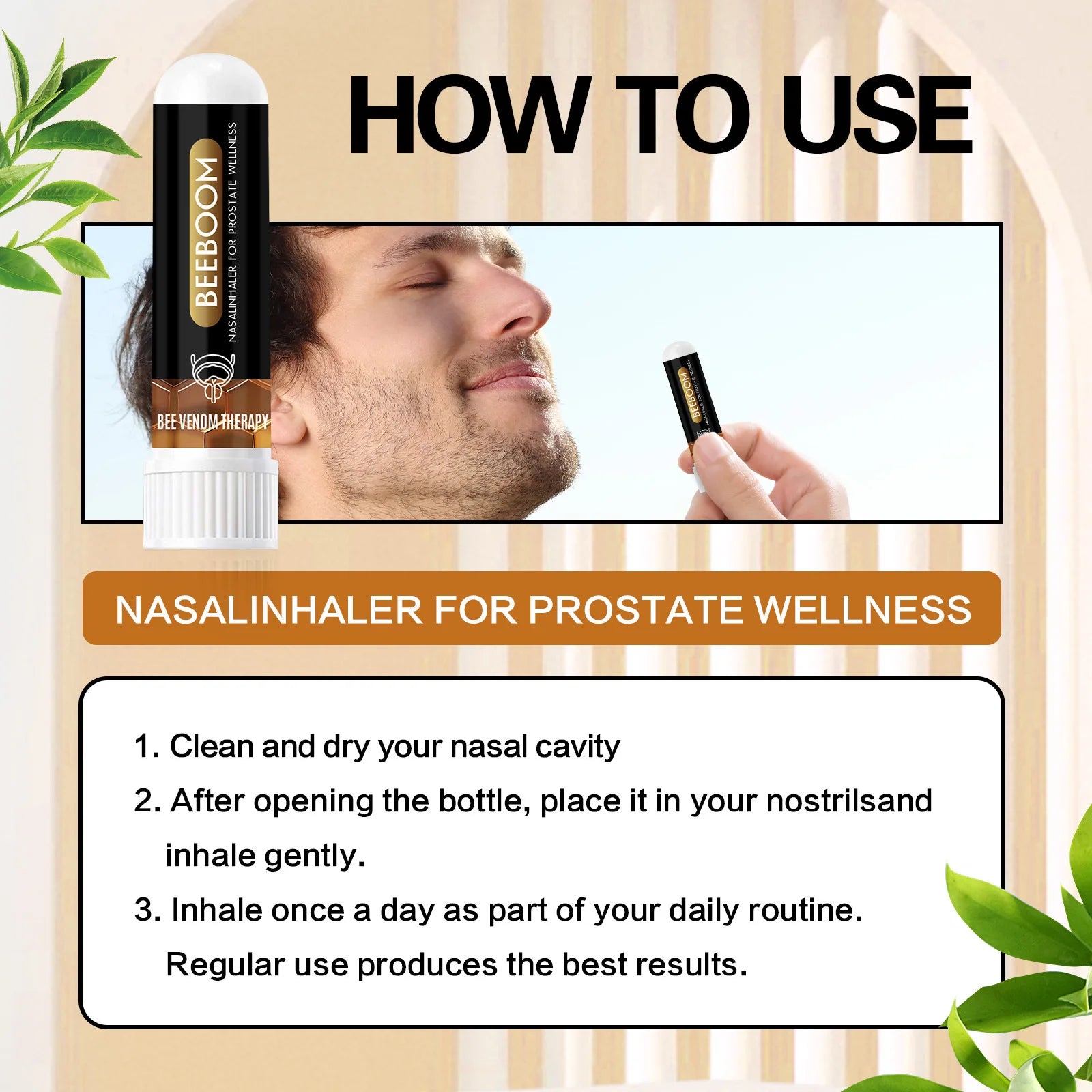 Oveallgo BeeBoom Nasal Inhaler – Natural Wellness Support for Men – Refreshing Herbal Inhaler