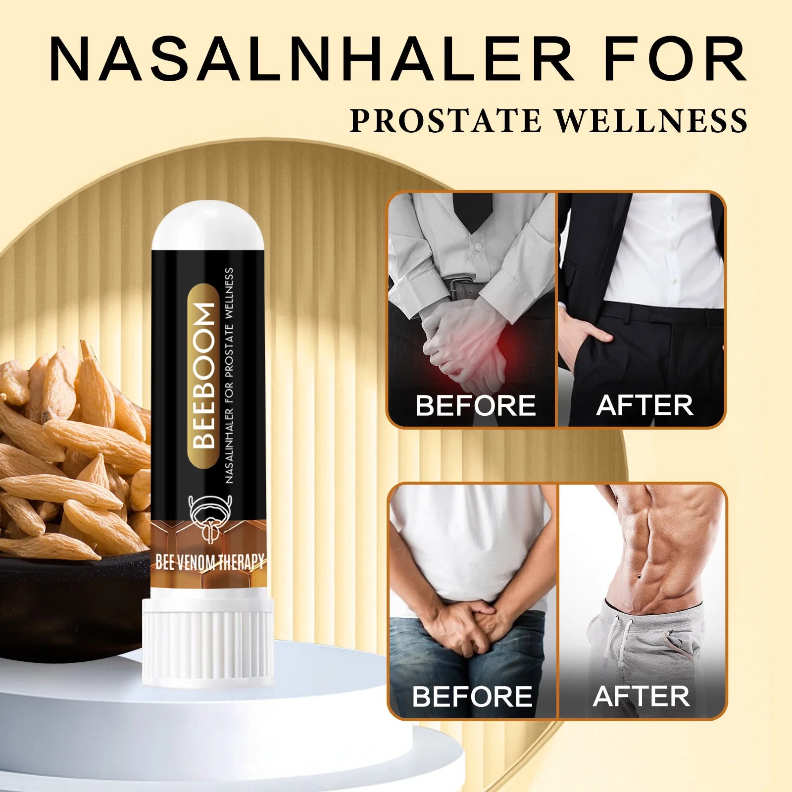 Oveallgo BeeBoom Nasal Inhaler – Natural Wellness Support for Men – Refreshing Herbal Inhaler