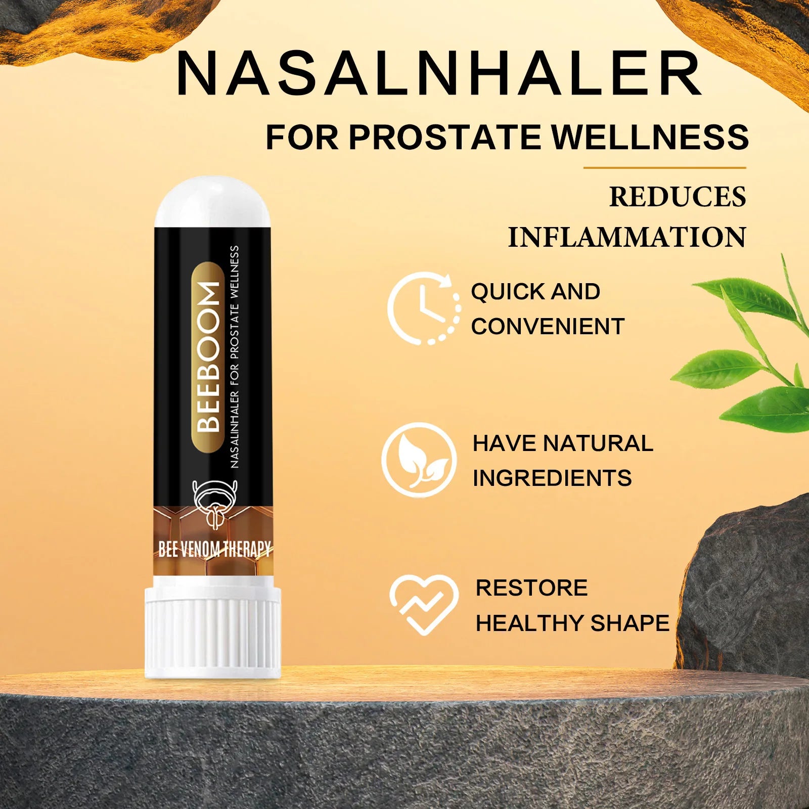 Oveallgo BeeBoom Nasal Inhaler – Natural Wellness Support for Men – Refreshing Herbal Inhaler