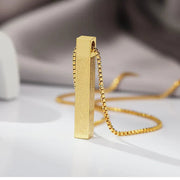 Islamic Ayat-ul-Kursi Bar Pendant Necklace – Premium Gold-Plated Quranic Verse Necklace for Men & Women | Elegant Muslim Jewelry for Daily Wear & Gifting in KSA