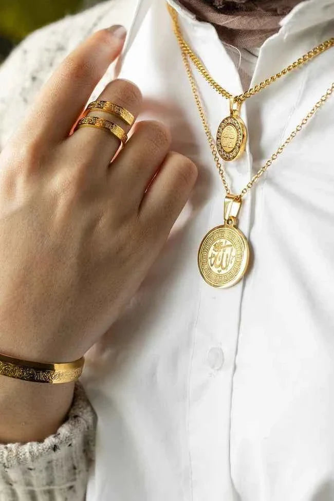 Ayatul-Kursi Spiral Ring – Premium Gold-Plated Islamic Quranic Ring for Men & Women | Elegant Muslim Spiritual Jewelry for Daily Wear & Gifting in Saudi Arabia